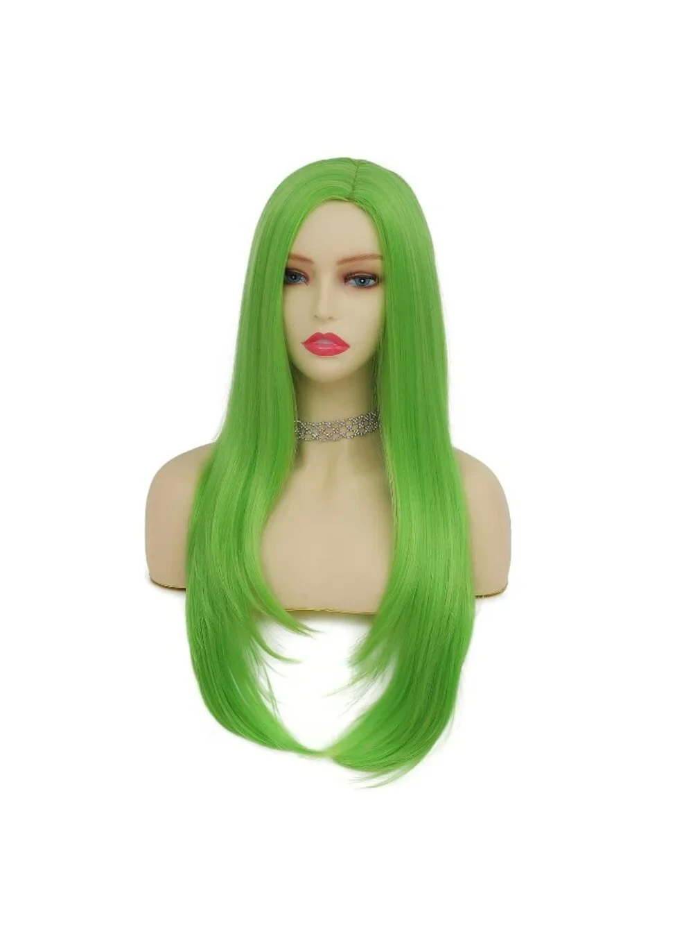 Women's Green Long Curly Wig With Wavy Synthetic Cosplay Halloween Wig